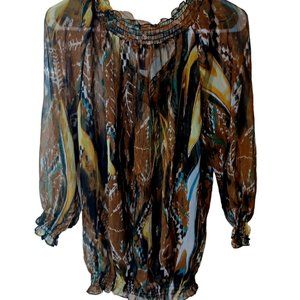Women's Chico's shear Overlay Top/blouse Size 2 Beautiful With A  Cami(not inc)